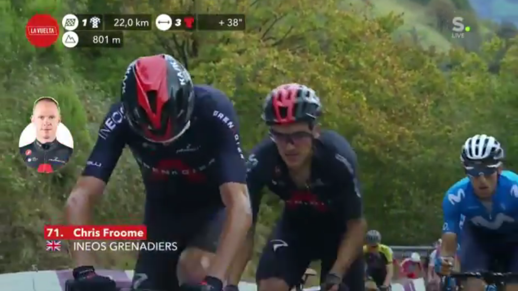 Chris Froome arranconazo etapa 12 Vuelta a España 2020