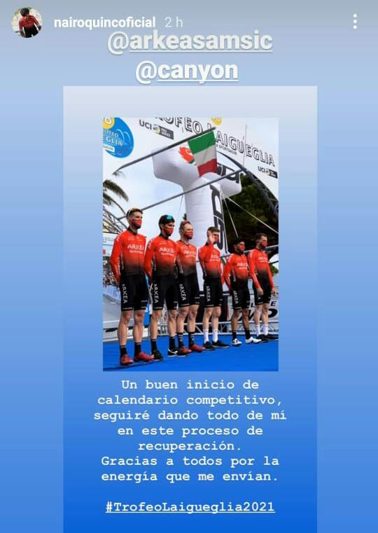 Nairo mensaje caída Laigueglia