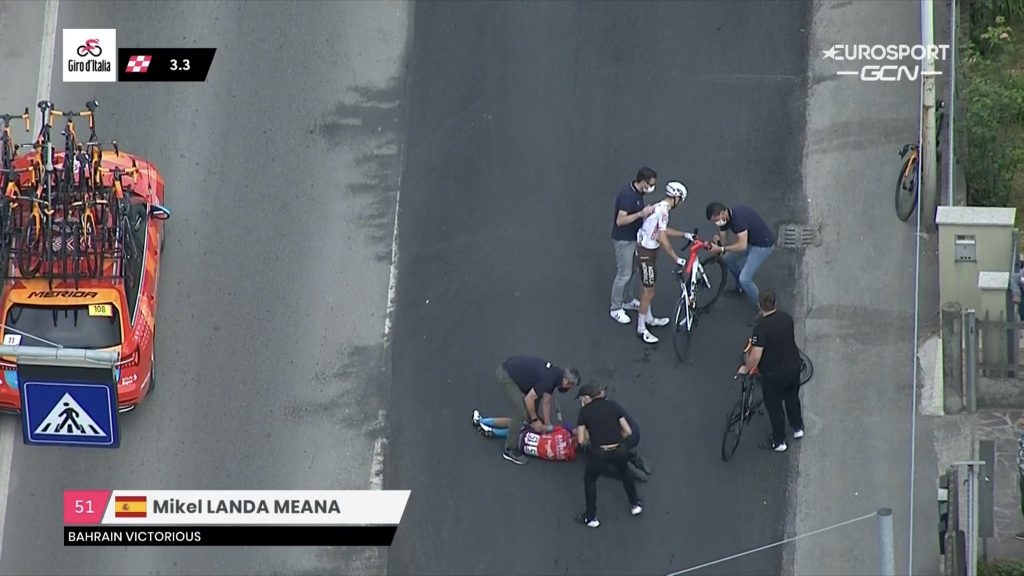Bahrain Victorious revela el parte médico de Mikel Landa tras sus caída en la etapa 5 del Giro 2021