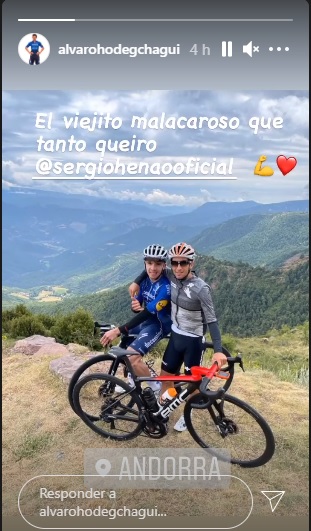 Álvaro Hodeg y Sergio Luis Henao durante un entrenamiento en Andorra
