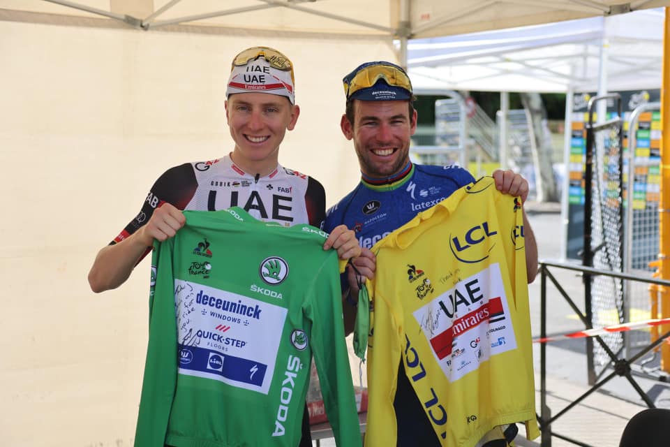 Tadej Pogacar y Mark Cavendish intercambiaron sus camisetas como líderes de la general y de los puntos, al cierre de la etapa 13 del Tour de Francia 2021