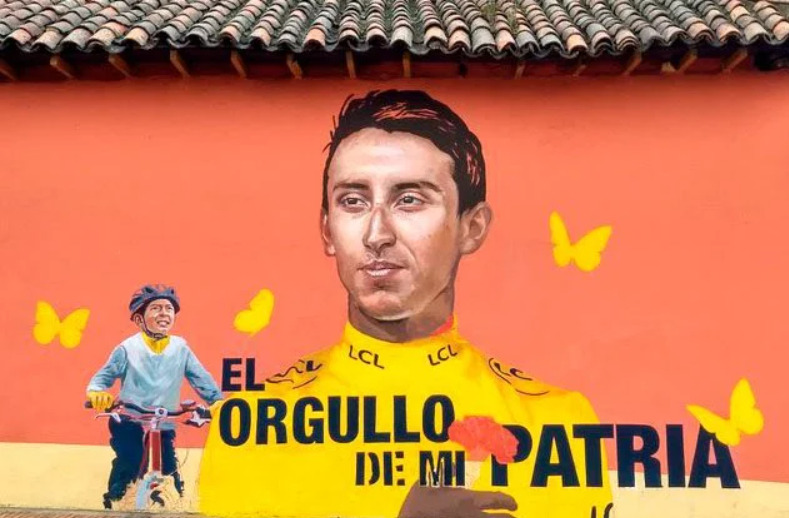 Así modifican el mural de Egan Bernal Julián Gómez