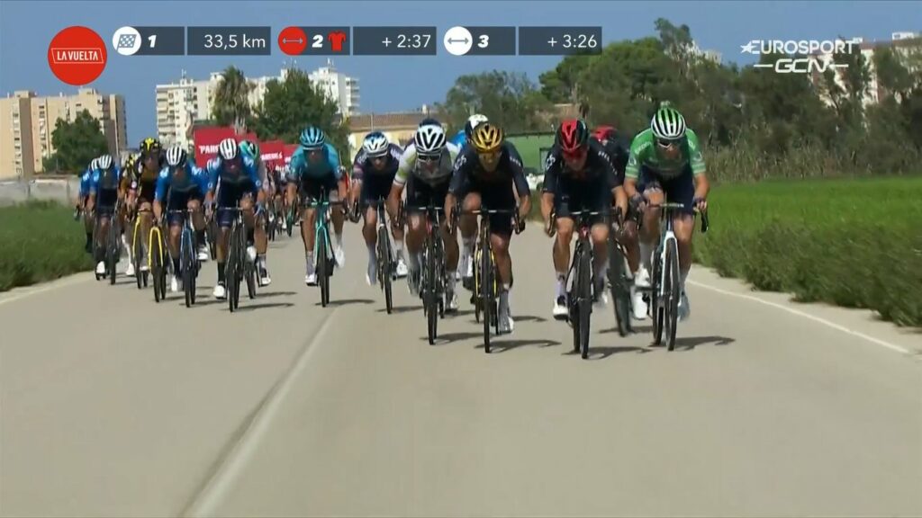 Peloton en abanicos etapa 6 Vuelta 2021