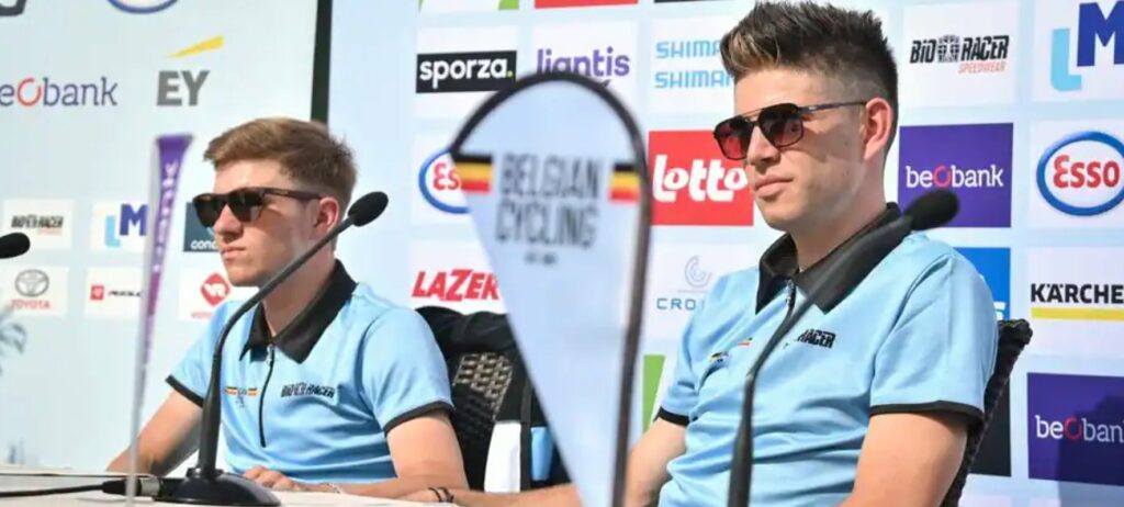 Wout Van Aert y Remco Evenepoel en rueda de prensa