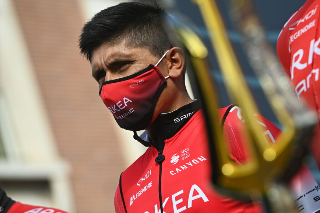 Nairo con el tridente de la Tirreno