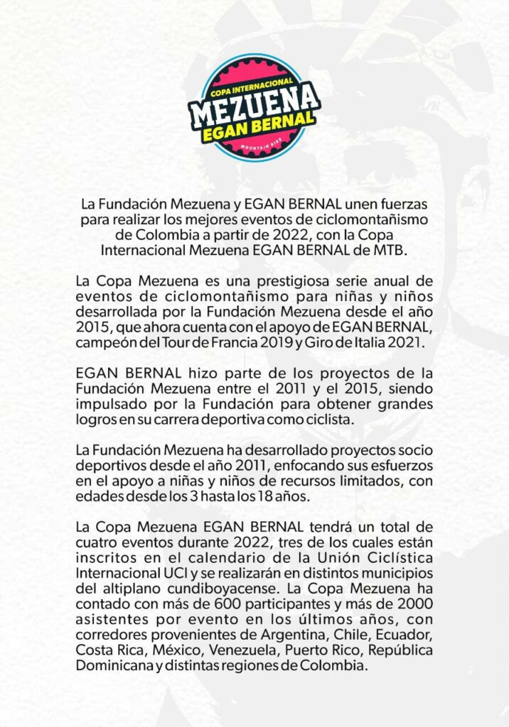 Oficial, esta competencia tendrá el nombre de Egan Bernal