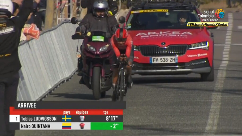 Nairo Quintananllegando al final del prólogo
